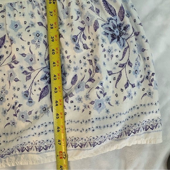 Old Navy Blue & White Tie Smocked Bodice Midi Dress sz M Cottagecore Boho Fairy - Picture 12 of 12